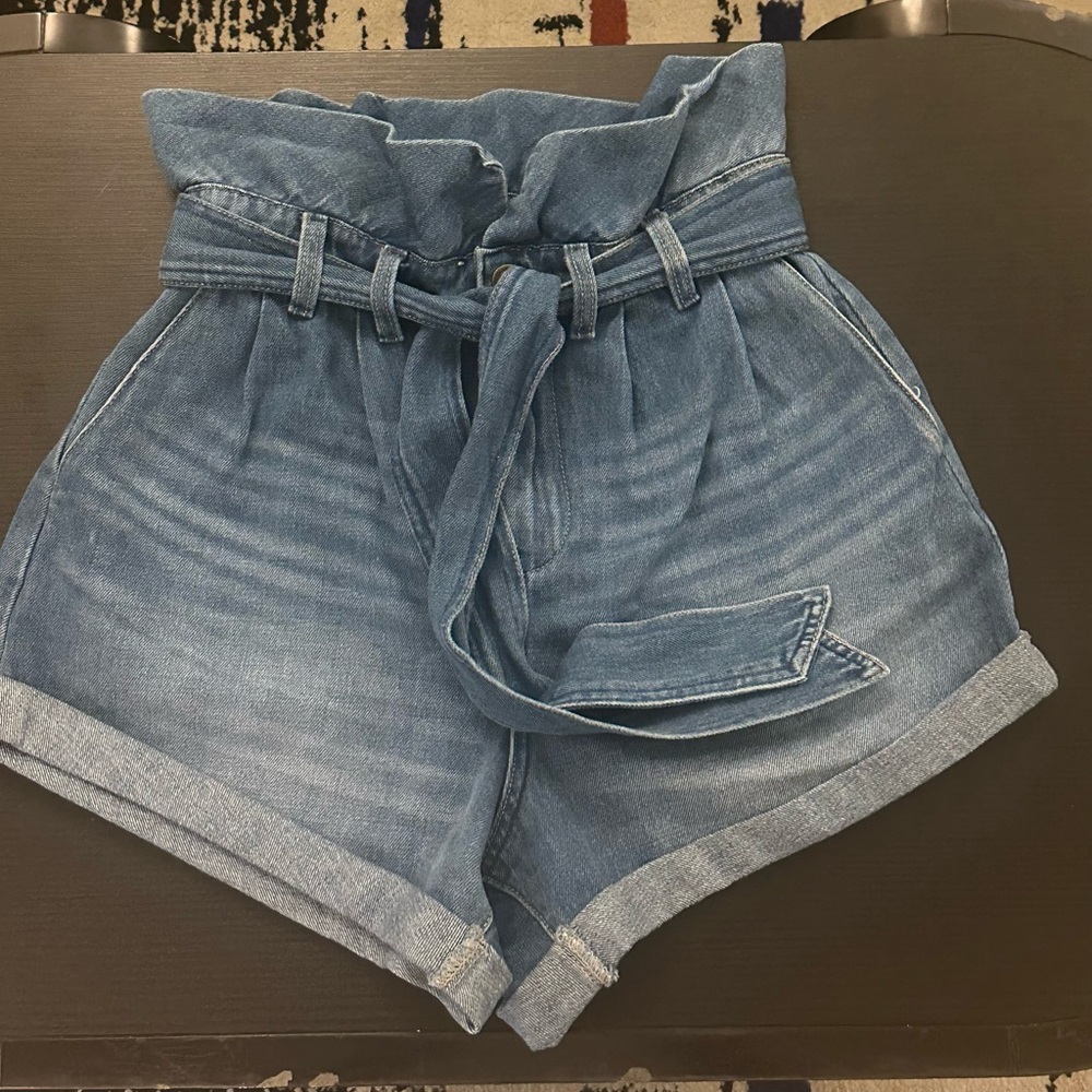 Blank NYC High Waist Denim paper bag Blue Shorts